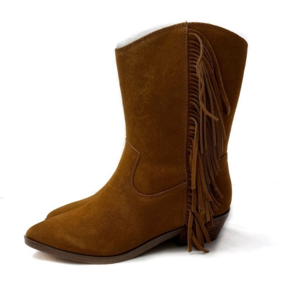 Nanette Lepore Western Boots Cognac Monica Suede Fringe Size 7 - Picture 3 of 11